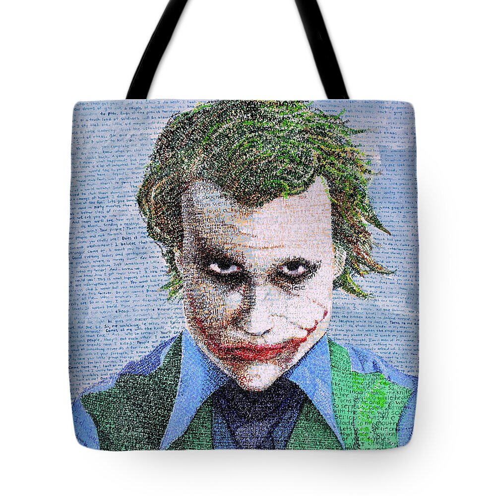 Joker Tote Bag featuring the painting The Joker in His Own Words by Phil Vance