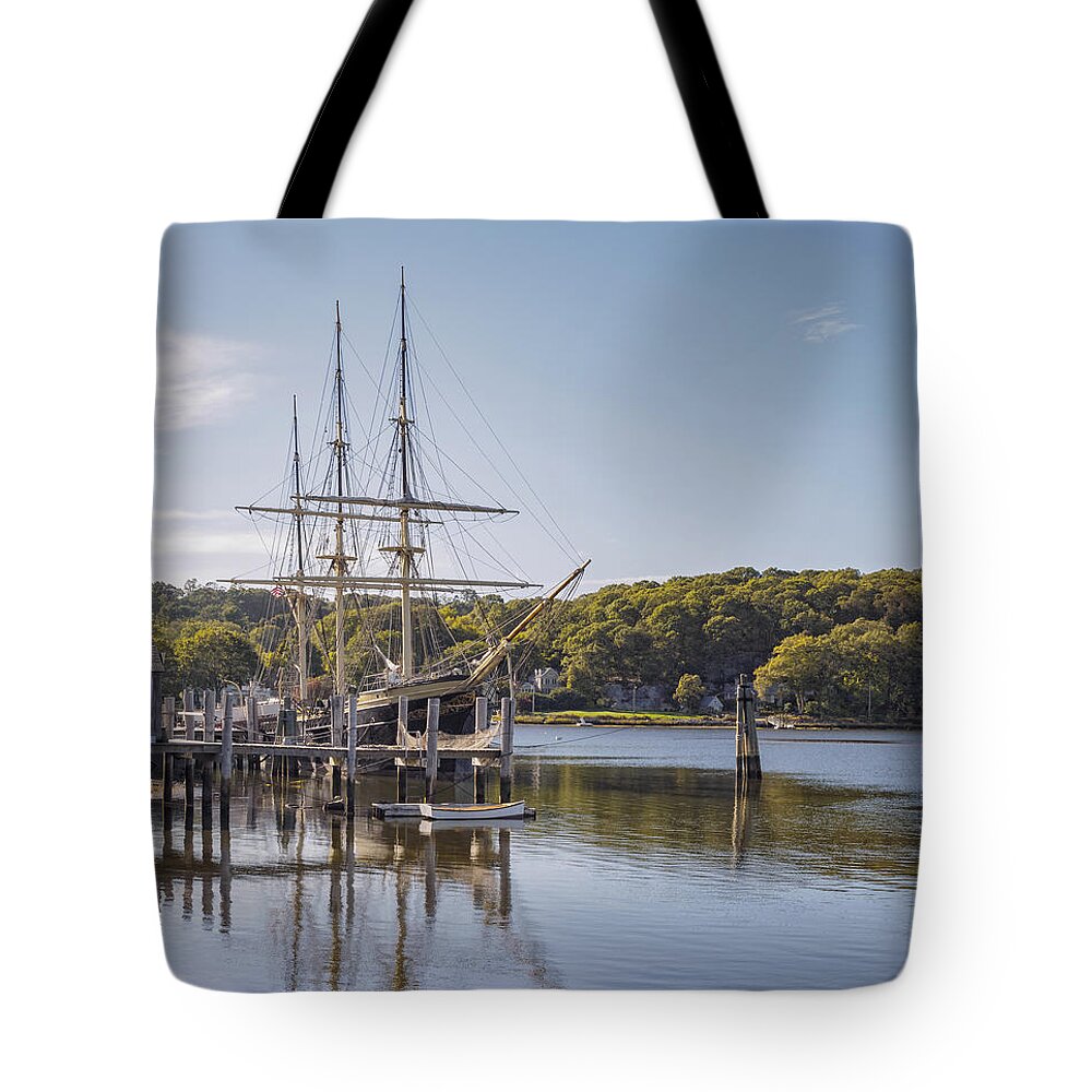 Joseph Conrad Tote Bag featuring the photograph The Joseph Conrad Mystic Seaport by Marianne Campolongo