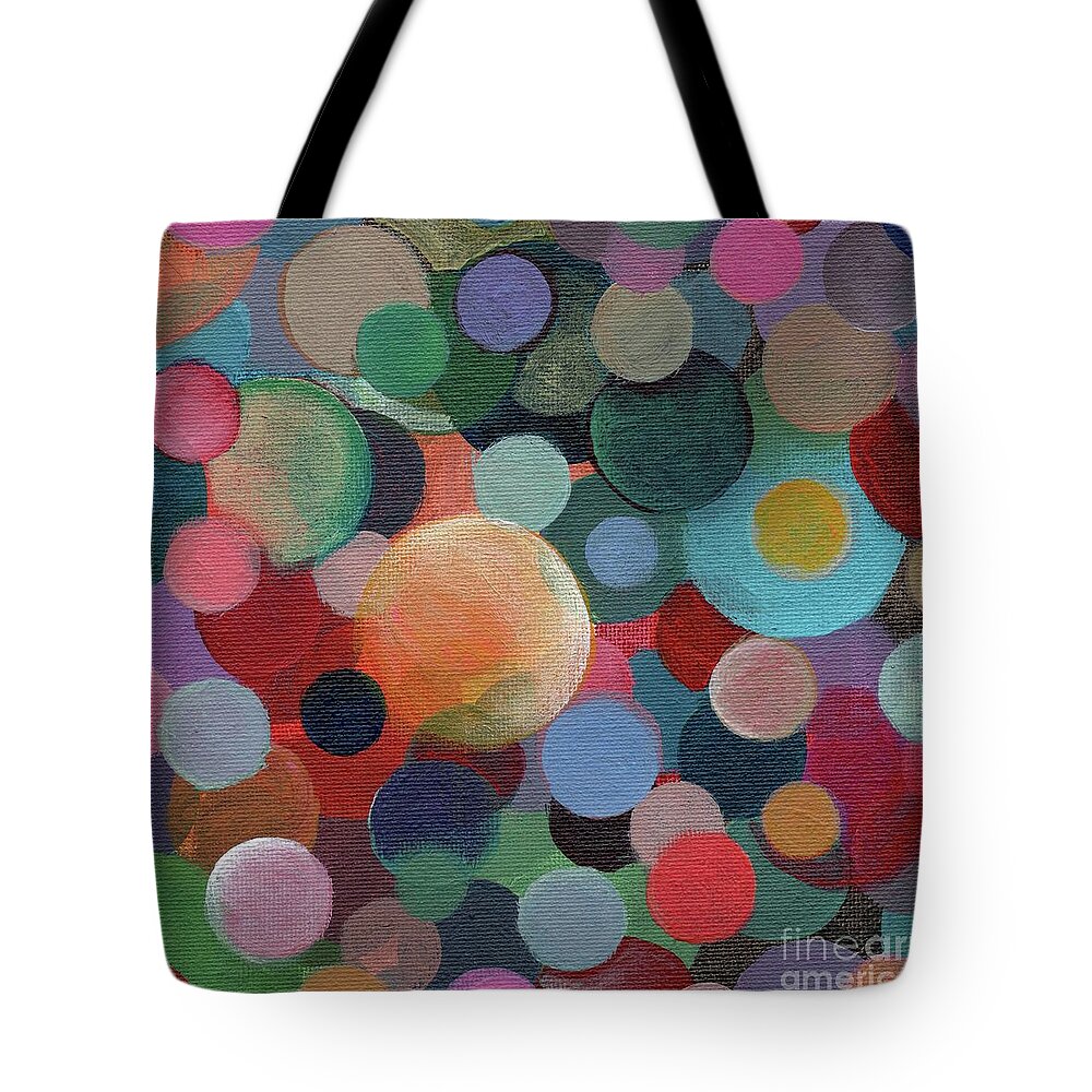 Circles Tote Bag featuring the painting The Joy of Design X L by Helena Tiainen
