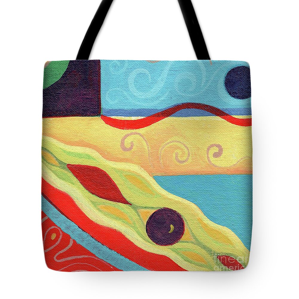 The Joy Of Design Xlix By Helena Tiainen Tote Bag featuring the painting The Joy of Design X L I X by Helena Tiainen