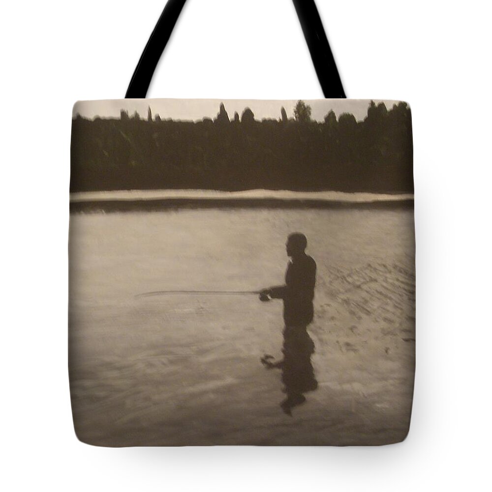 Fishing Tote Bag featuring the painting The joy of fishing. by Betty-Anne McDonald