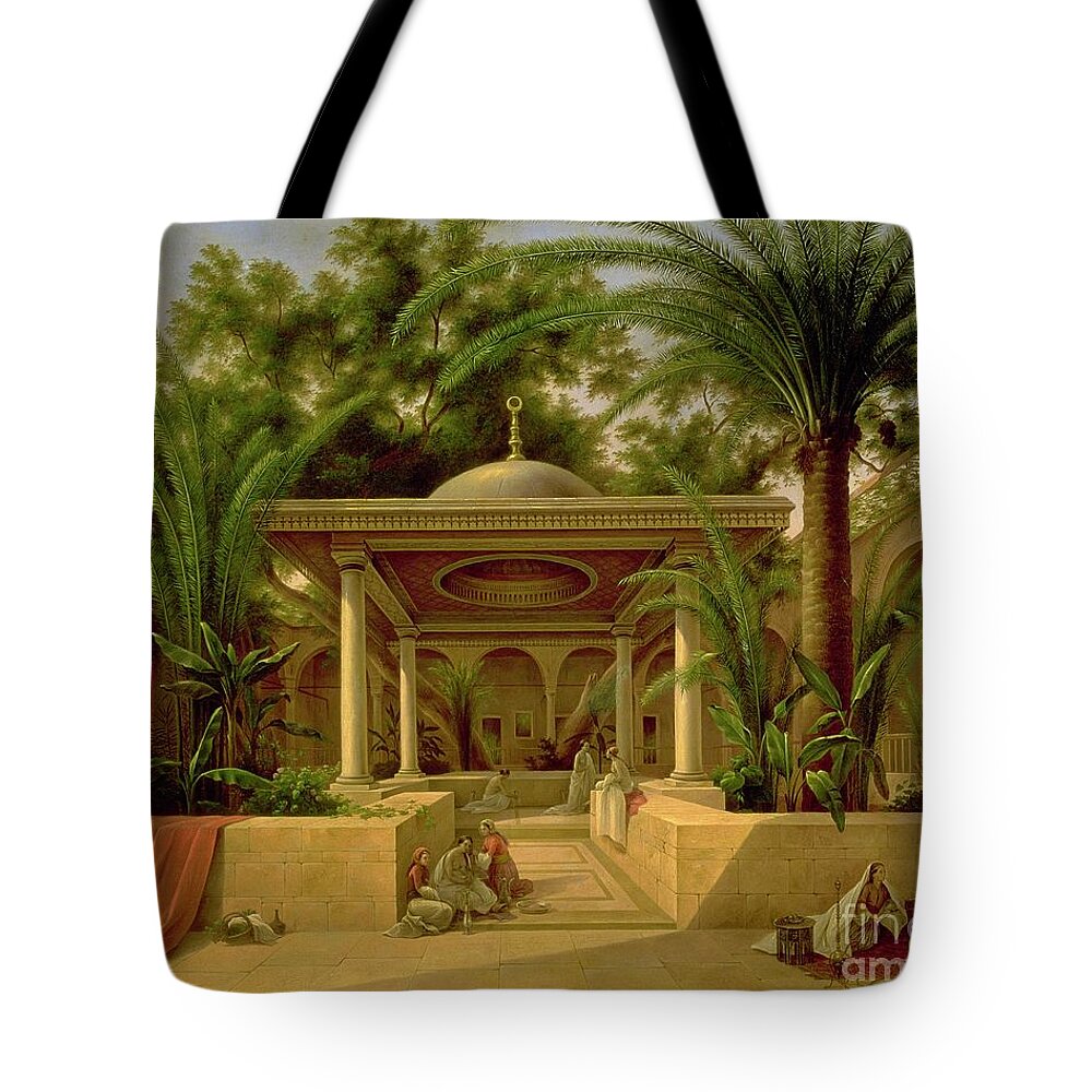The Tote Bag featuring the painting The Khabanija Fountain in Cairo by Grigory Tchernezov