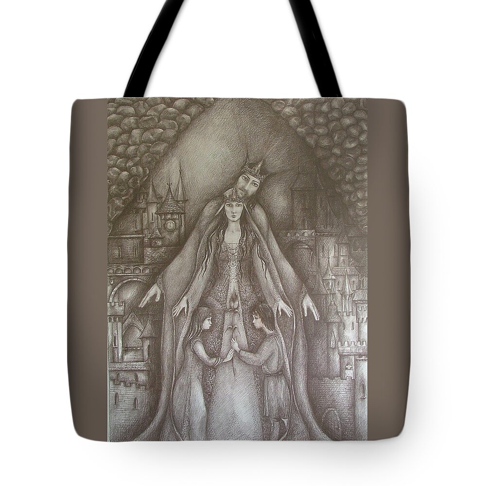 Drawing Tote Bag featuring the drawing Royal Family by Rita Fetisov