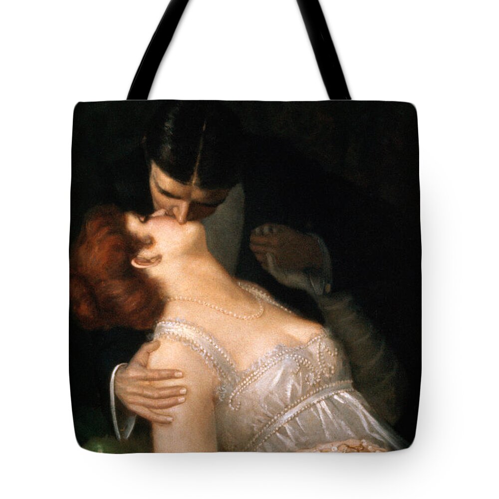 Kiss Tote Bag featuring the painting The Kiss by G Baldry