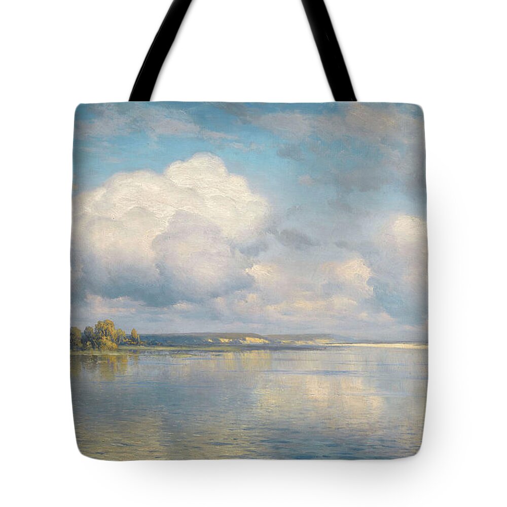 Kryzhitsky Tote Bag featuring the painting The Lake by Kryzhitsky