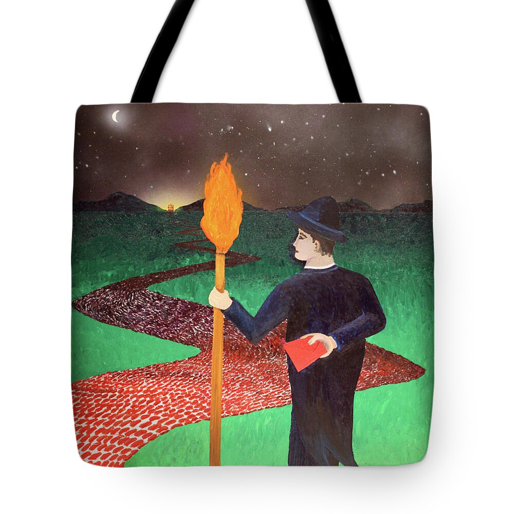 Surrealism Tote Bag featuring the painting The Last Letter by Thomas Blood