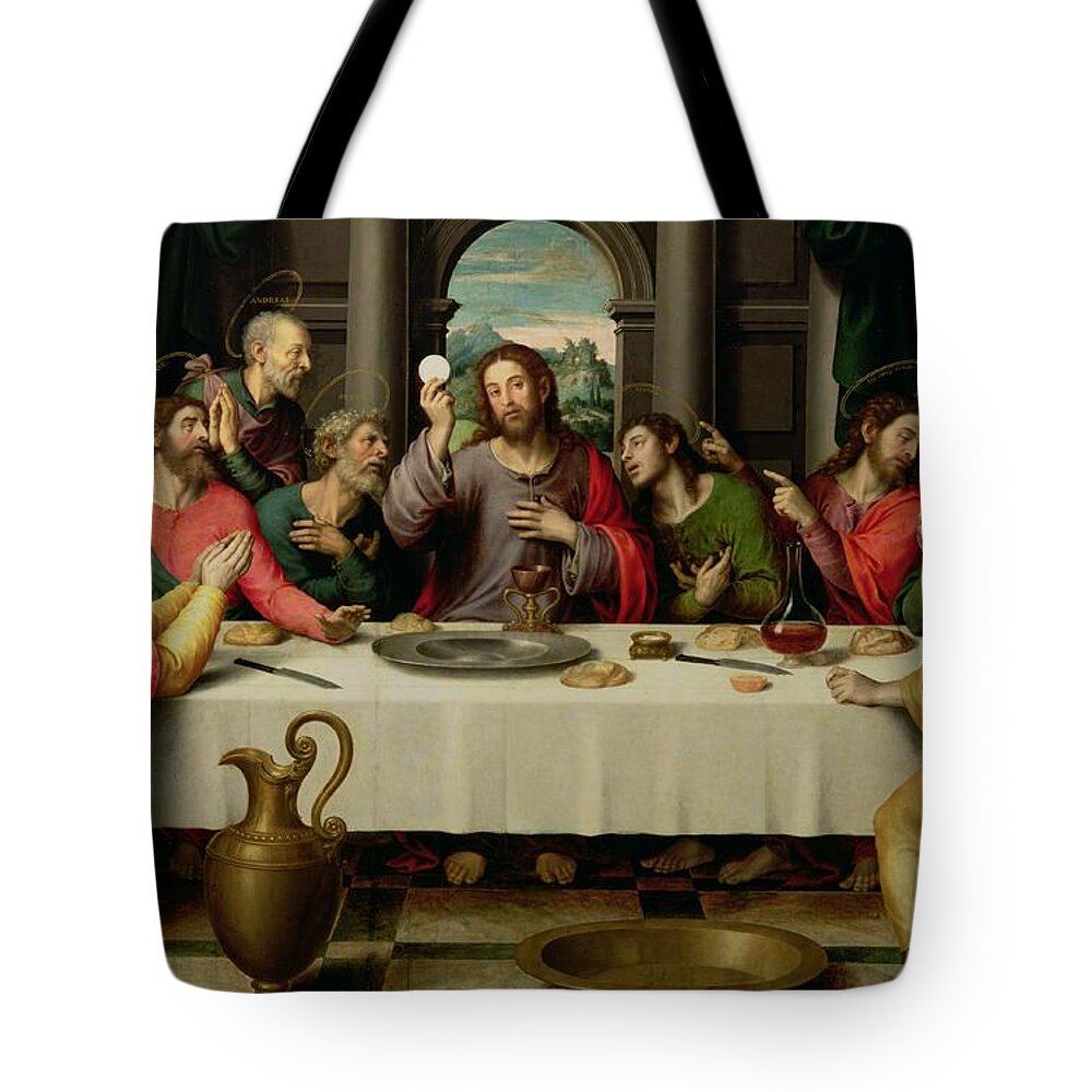 The Last Supper By Vicente Juan Macip Tote Bag featuring the painting The Last Supper by Vicente Juan Macip