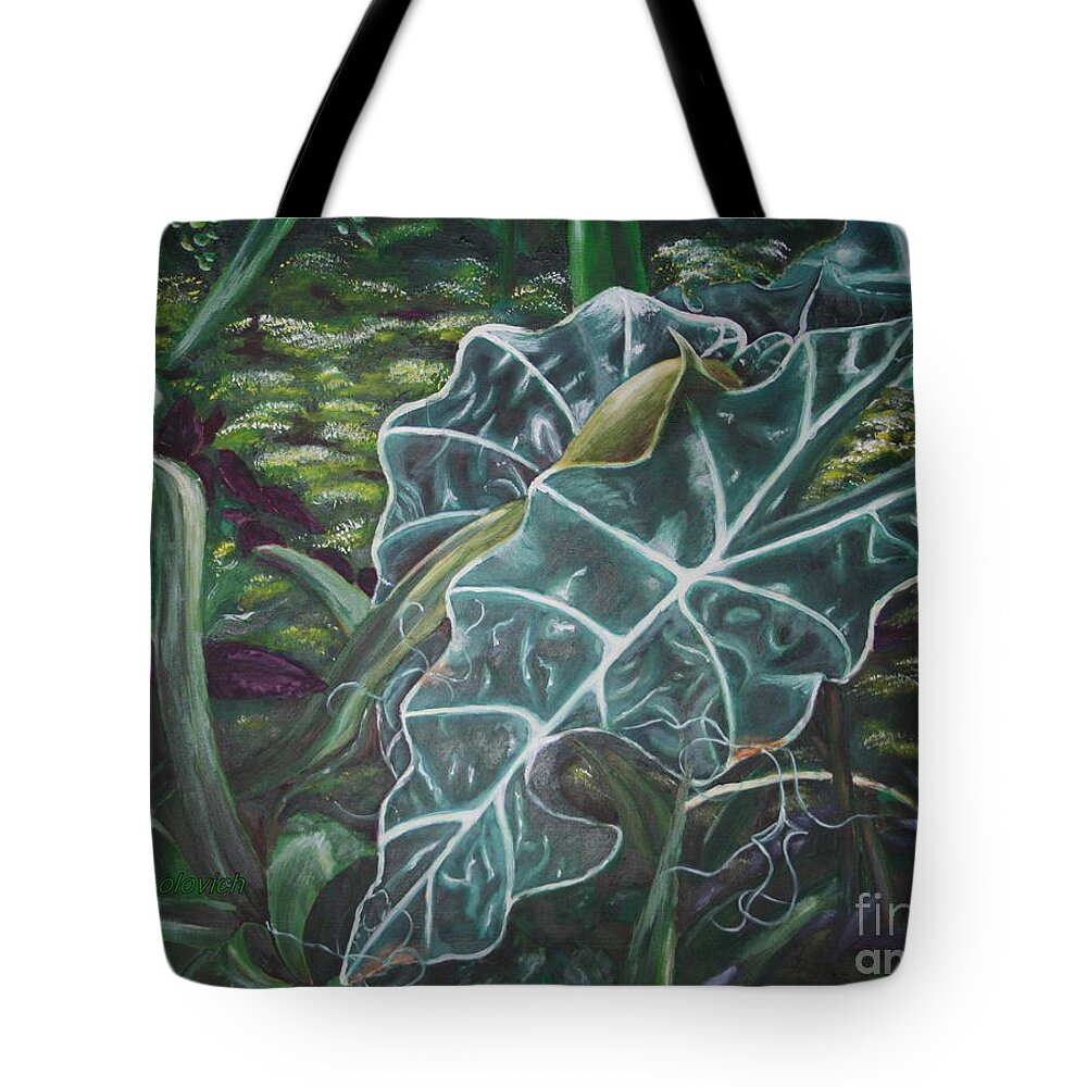 The Tote Bag featuring the painting THe Leaf by Ann Sokolovich