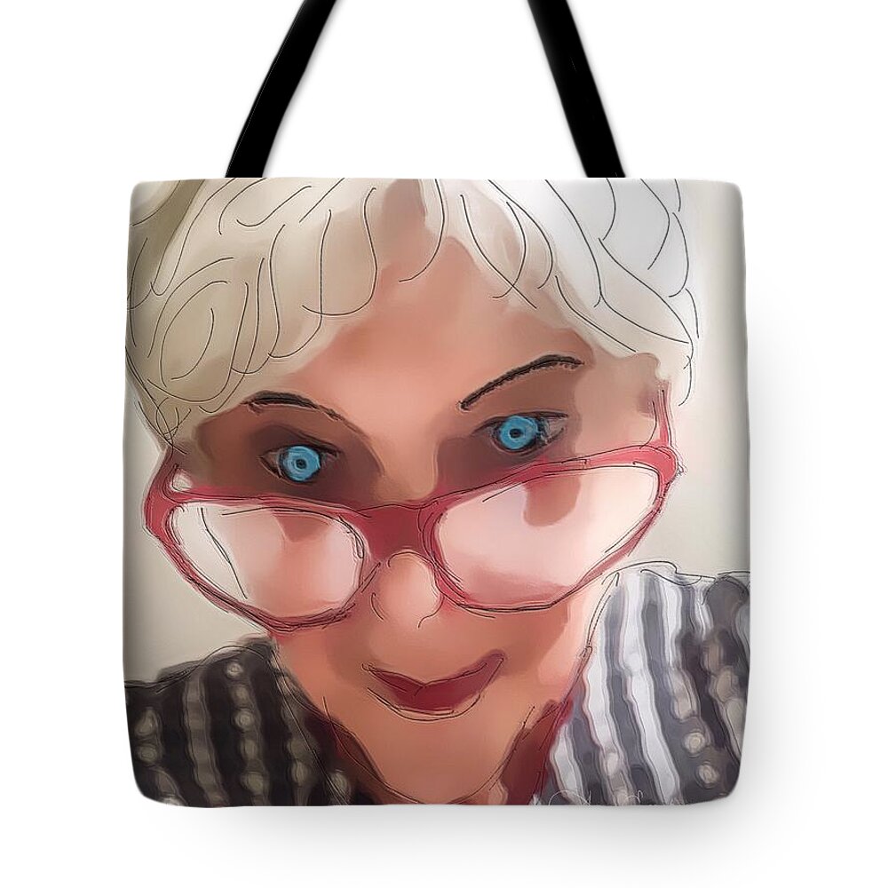 Woman Tote Bag featuring the digital art The Librarian by Looking Glass Images