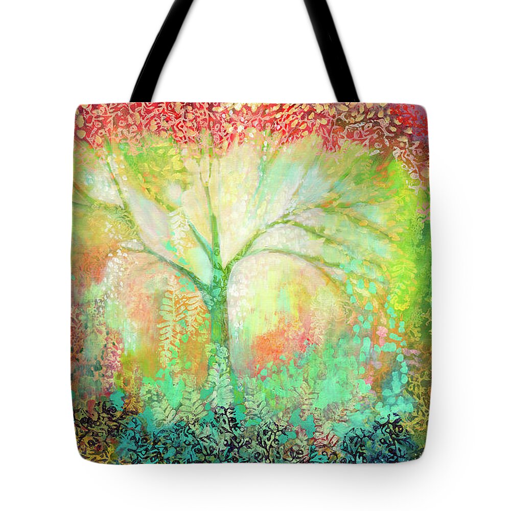 Tree Tote Bag featuring the painting The Light Within by Jennifer Lommers