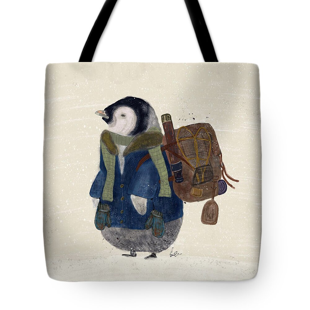 Penguin Tote Bag featuring the painting The Little Explorer by Bri Buckley