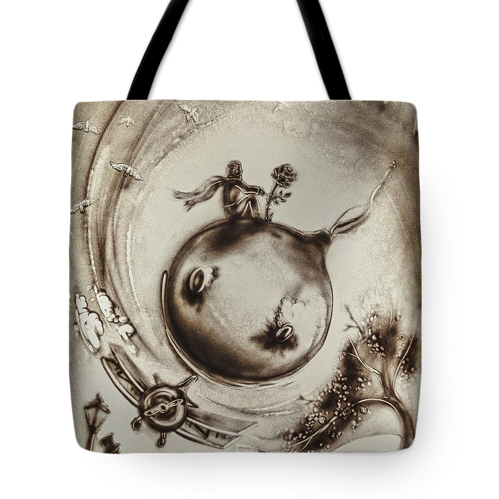 The Little Prince Tote Bag featuring the painting The Little Prince by Elena Vedernikova