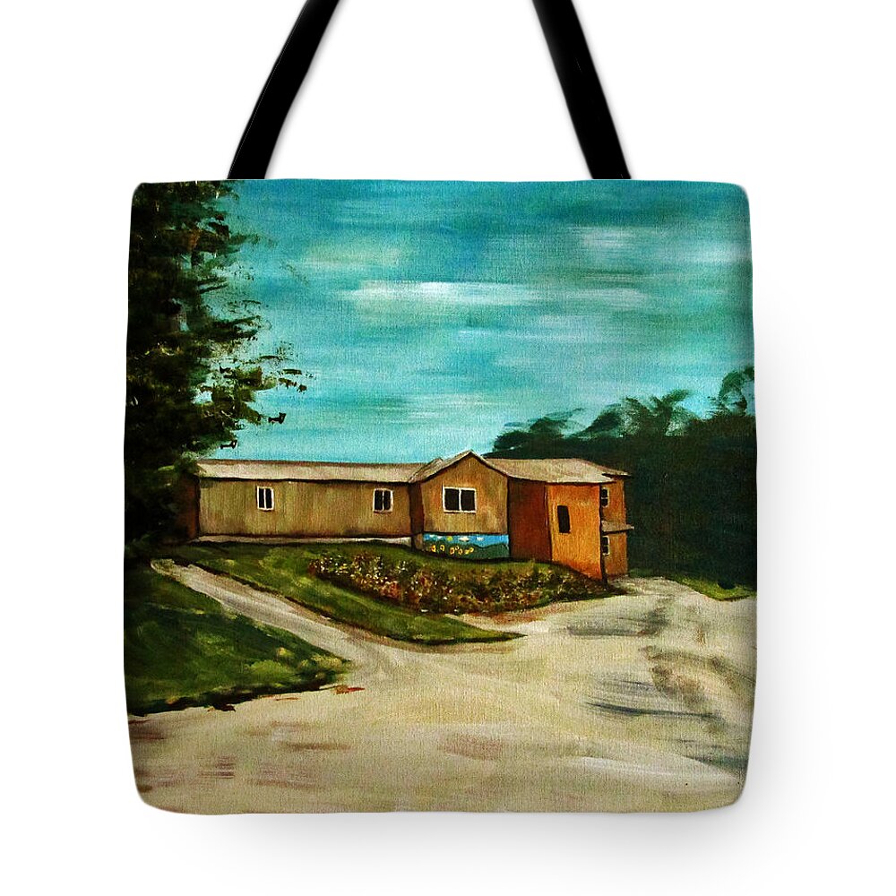 Little River School Tote Bag featuring the painting The Little River School by Denny Morreale
