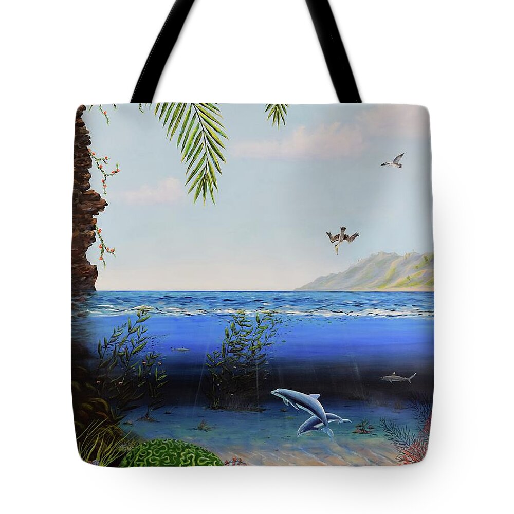 Ocean Tote Bag featuring the painting The Living Ocean by Mary Scott