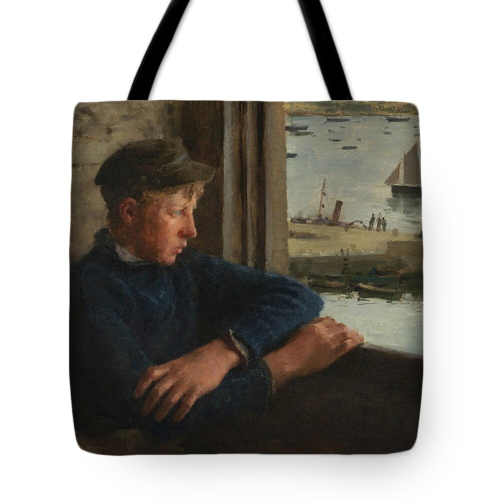 Henry Scott Tuke Tote Bag featuring the painting The Lookout by Henry Scott Tuke