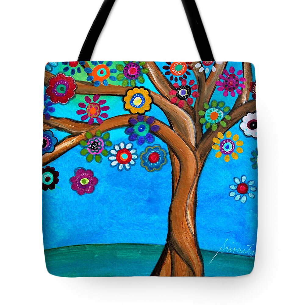 Tree Tote Bag featuring the painting The Loving Tree Of Life by Pristine Cartera Turkus