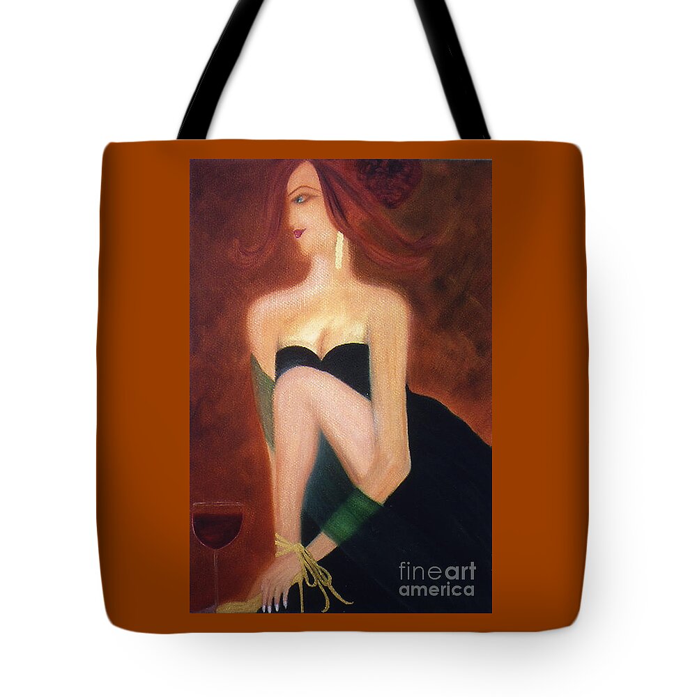 Wine Tote Bag featuring the painting The Magic and Mystery of Merlot by Artist Linda Marie