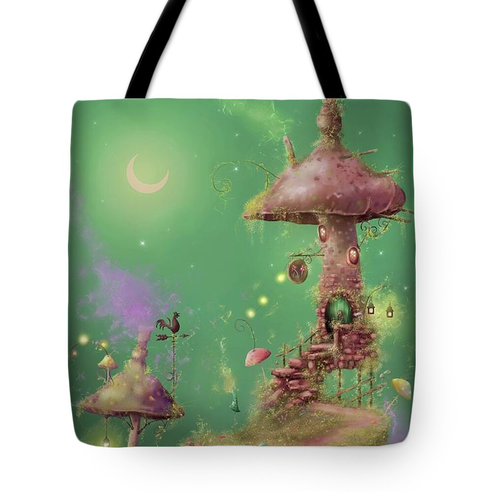 Fantasy Tote Bag featuring the painting The Mushroom Gatherer by Joe Gilronan