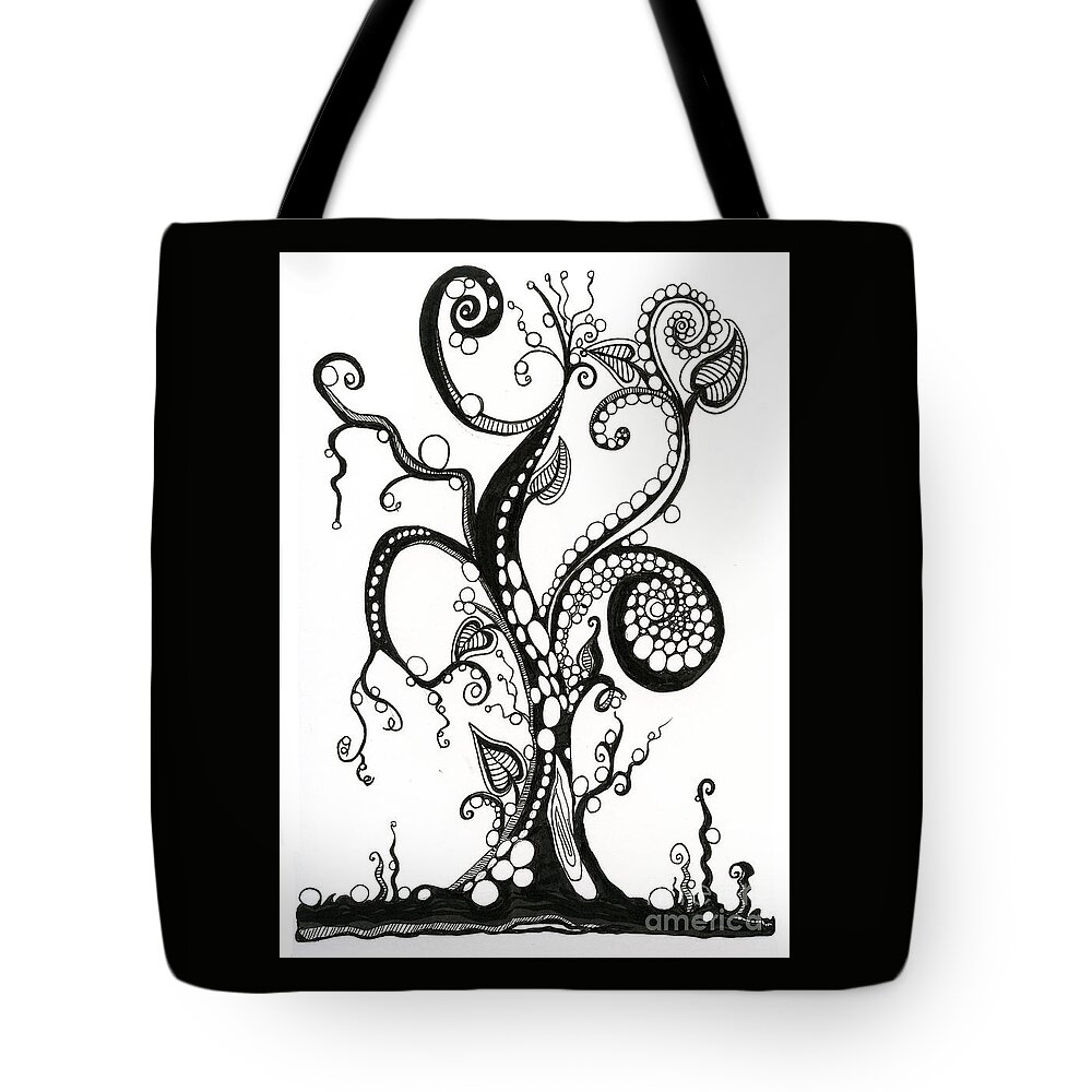 Abstract Tote Bag featuring the drawing The Magic Tree by Danielle Scott