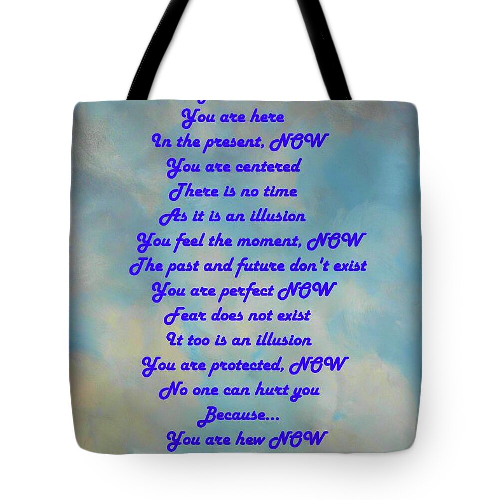 Psychology Tote Bag featuring the digital art The Meaning of Now by Laura Smith