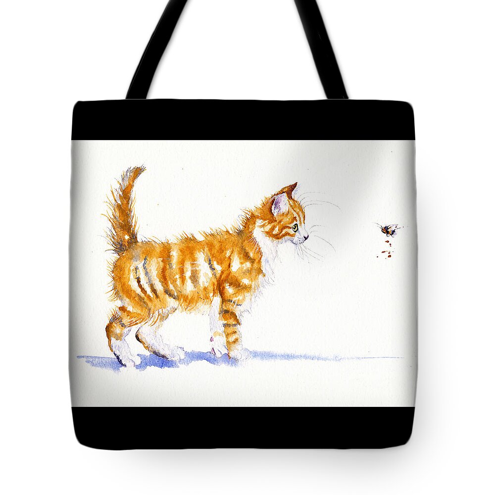 Cat Tote Bag featuring the painting The Meet Up by Debra Hall