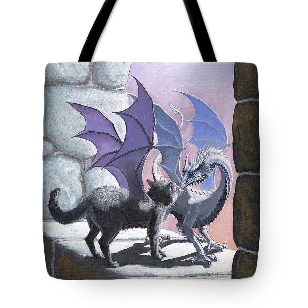 Fantasy Tote Bag featuring the painting The Meeting by Stanley Morrison