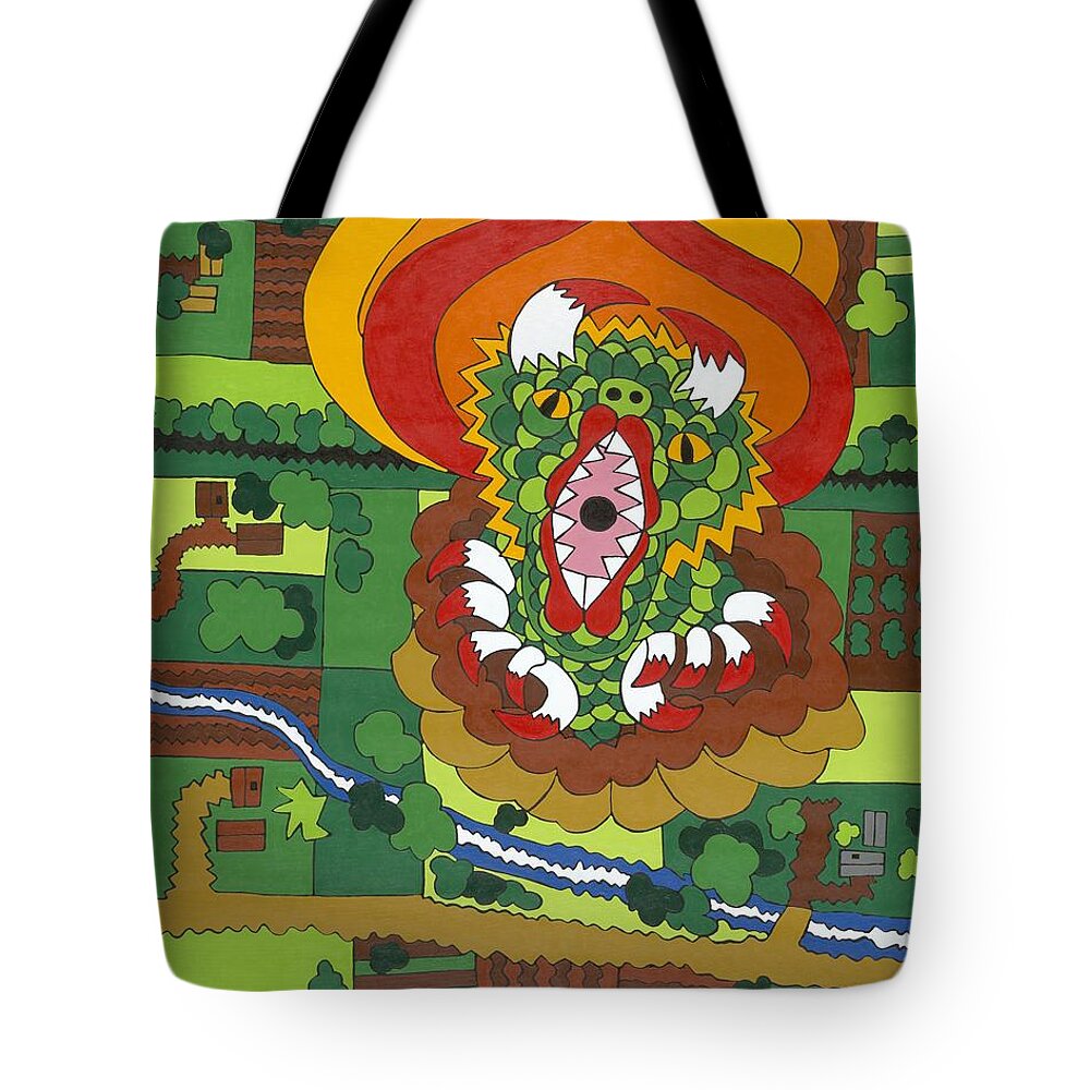 Aerial View Tote Bag featuring the painting The Meridian by Rojax Art