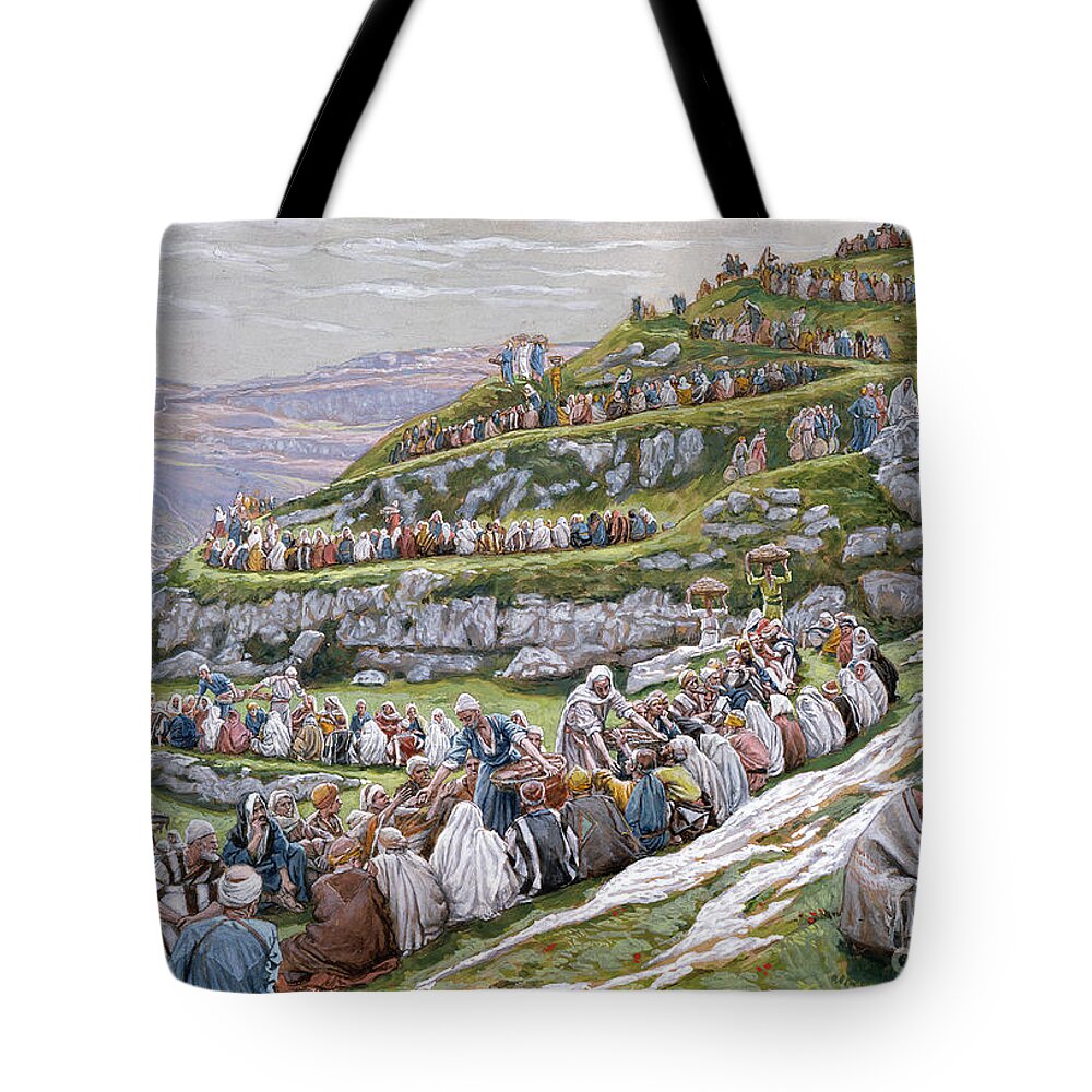 The Tote Bag featuring the painting The Miracle of the Loaves and Fishes by Tissot