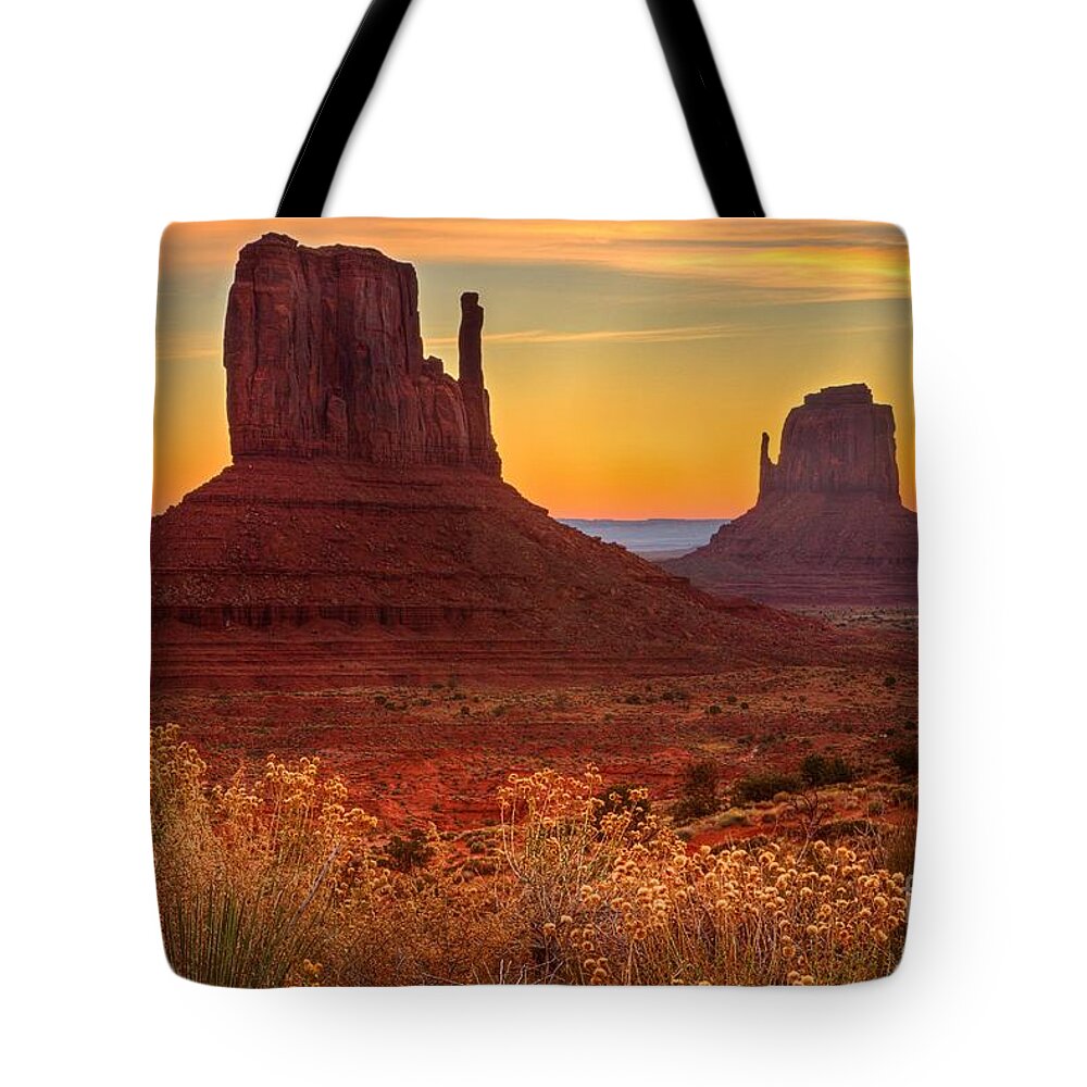 Monument Valley Tote Bag featuring the photograph The Mittens by Roxie Crouch