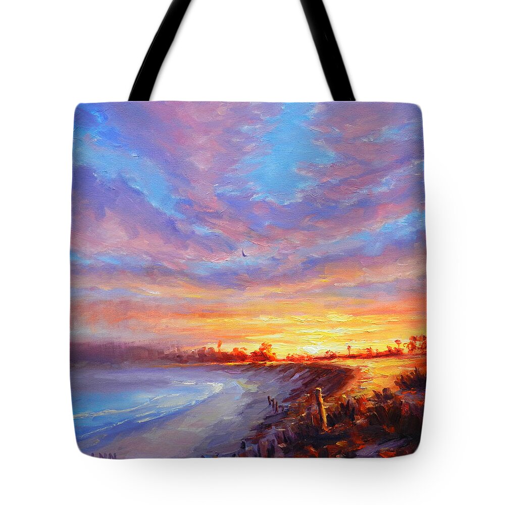 Skyscape Tote Bag featuring the painting The Moment of Glory by Ningning Li