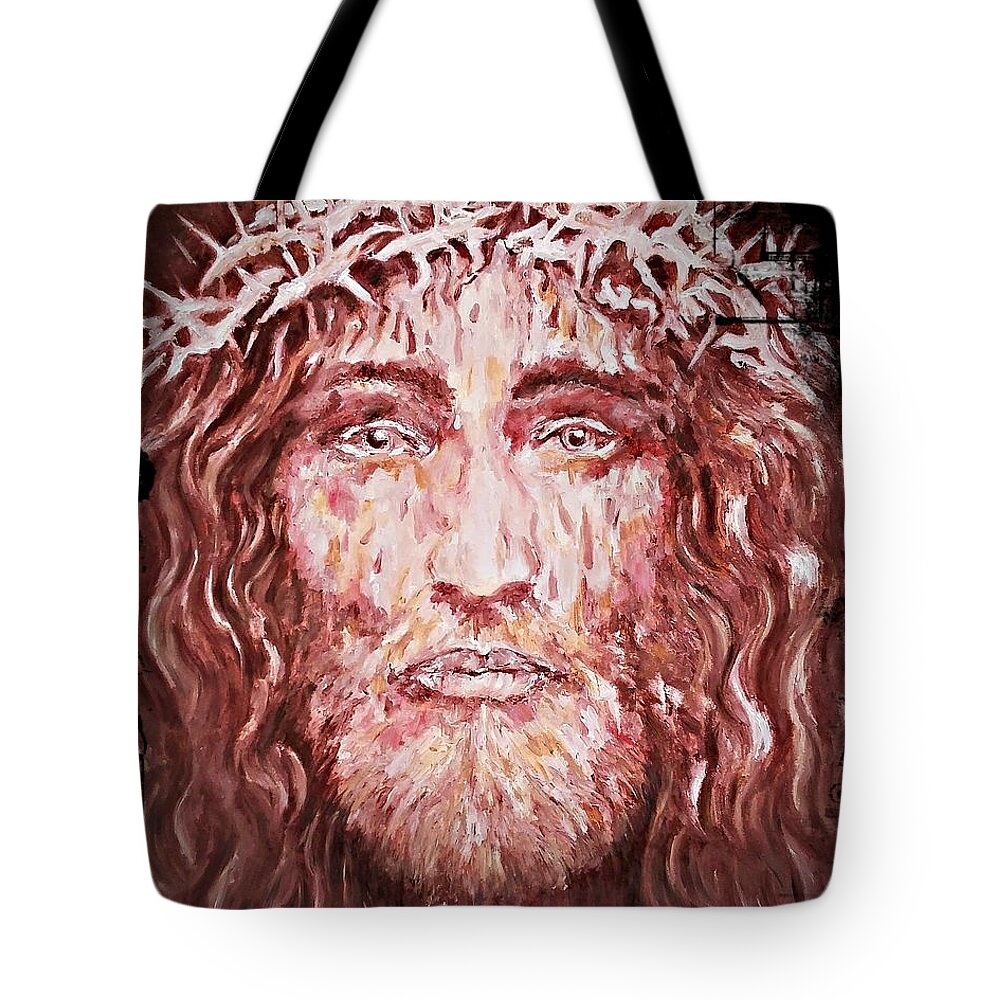 Jesus Tote Bag featuring the painting The Most Loved Jesus Christ by Amalia Suruceanu