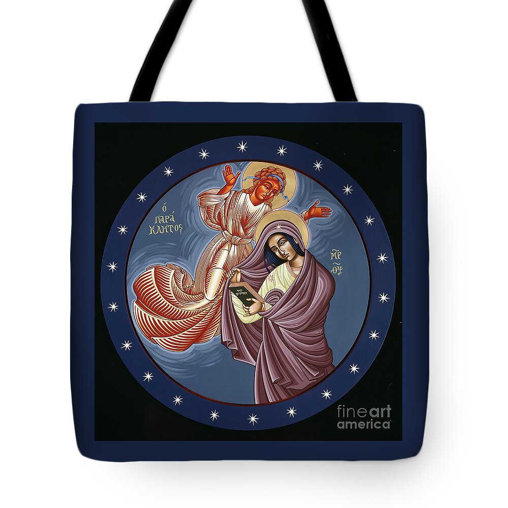 The Mother Of God Overshadowed By The Holy Spirit Tote Bag featuring the painting The Mother of God Overshadowed by the Holy Spirit 118 by William Hart McNichols
