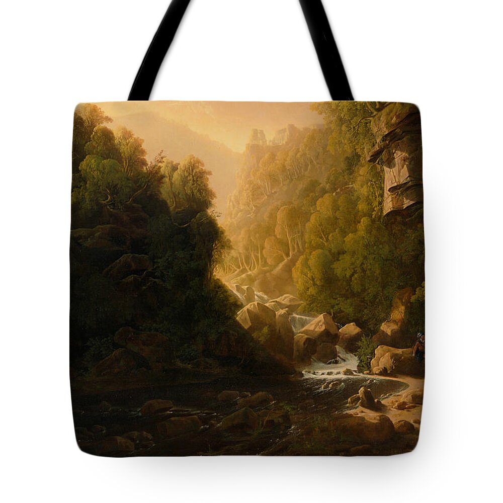 Irish Art Tote Bag featuring the painting The Mountain Torrent by Francis Danby