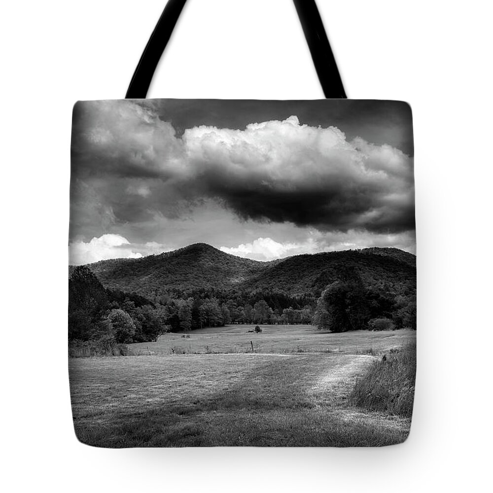 Mountains Tote Bag featuring the photograph The Mountains of Western North Carolina In Black and White by Greg and Chrystal Mimbs