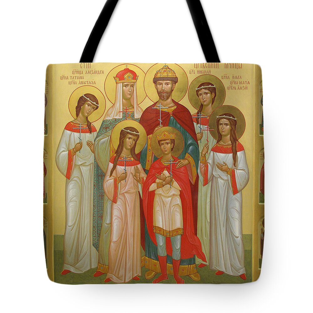 Russia Tote Bag featuring the painting The Murdered Family of Tsar Nicholas II by Russian School