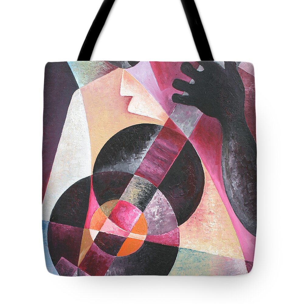 The Musician Tote Bag featuring the painting The Musician by Obi-Tabot Tabe