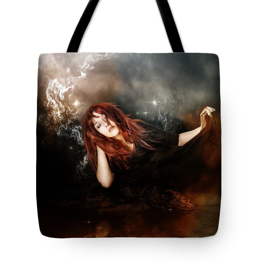Woman Tote Bag featuring the digital art The Mystic by Karen Howarth
