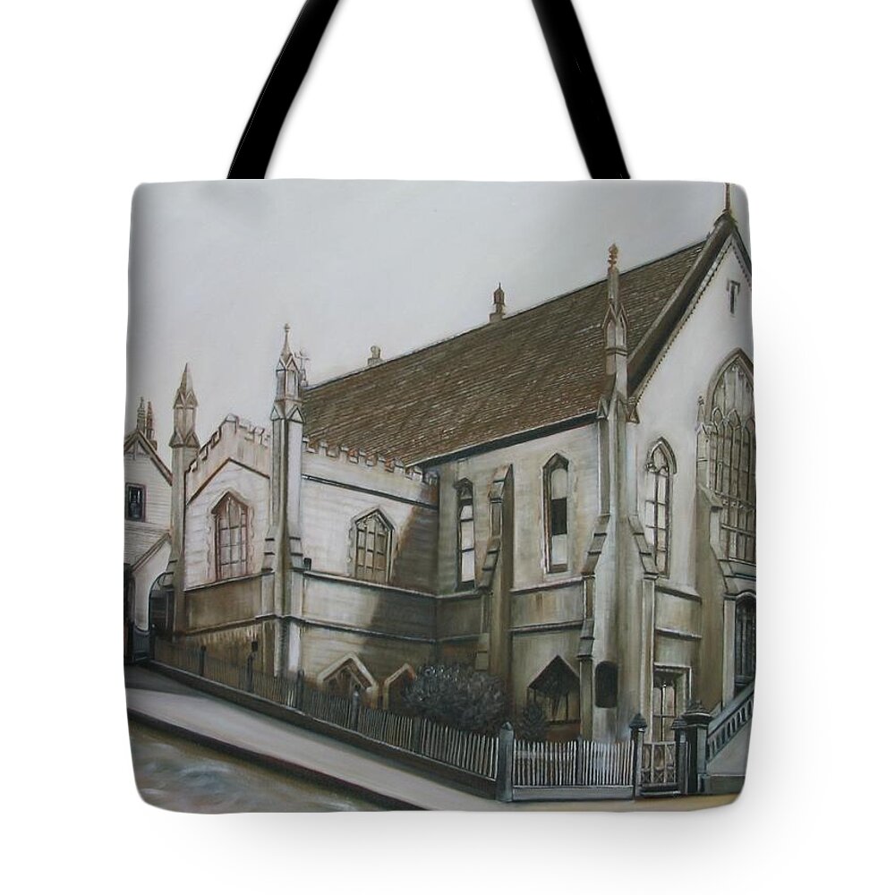 Church Tote Bag featuring the painting The New Zealand Church by Sukalya Chearanantana