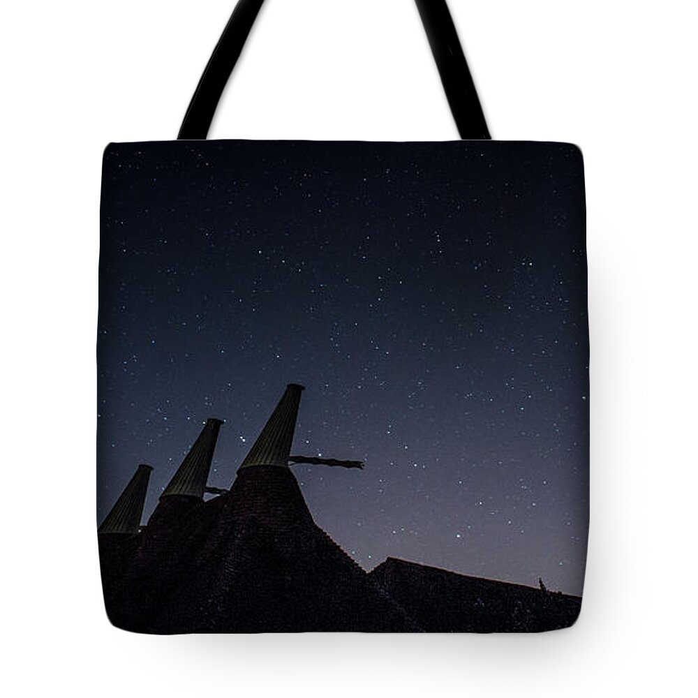 Astro Tote Bag featuring the photograph The Night Sky, Great Dixter Oast and Barn by Perry Rodriguez