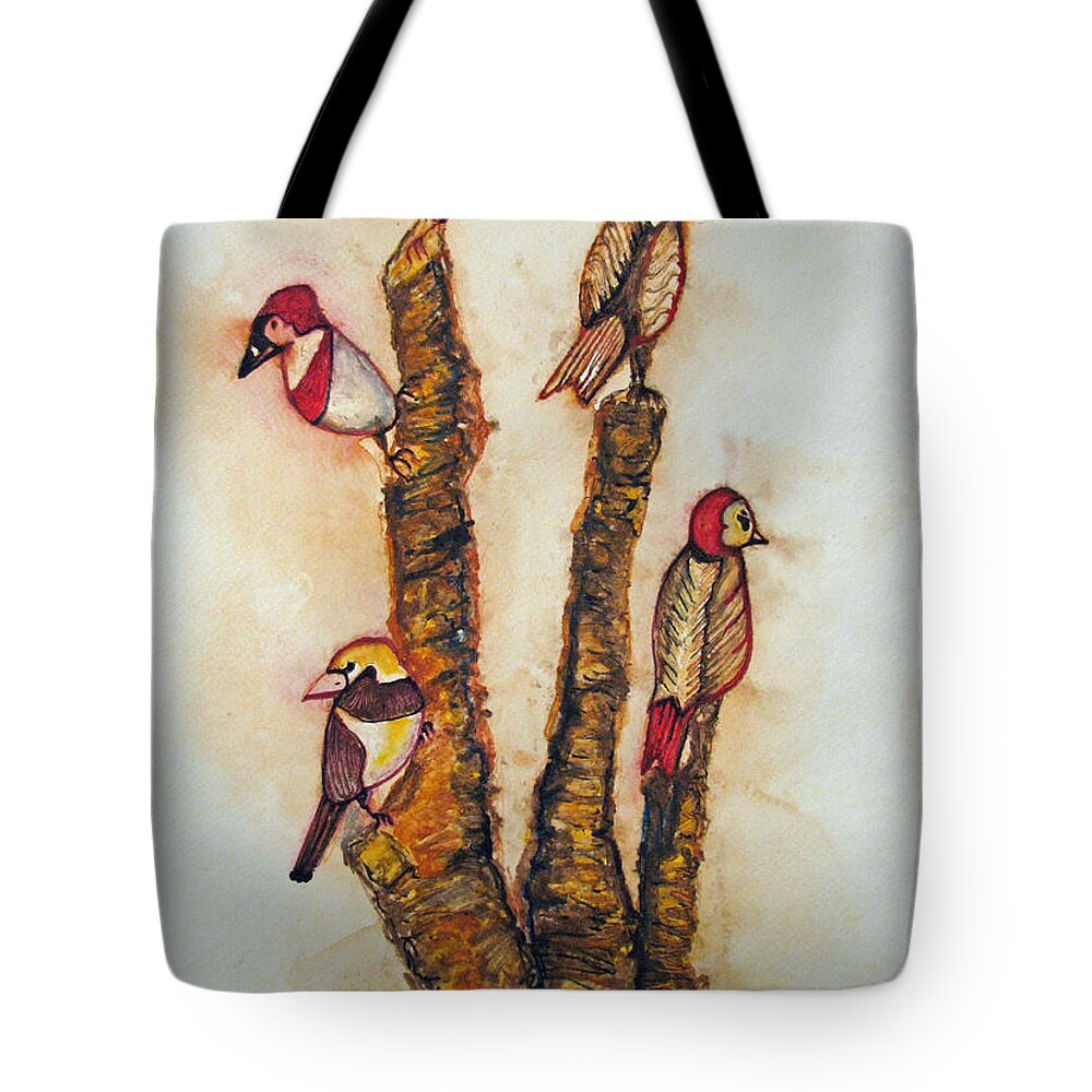 Birds Tote Bag featuring the painting The Night Watchers by Patricia Arroyo