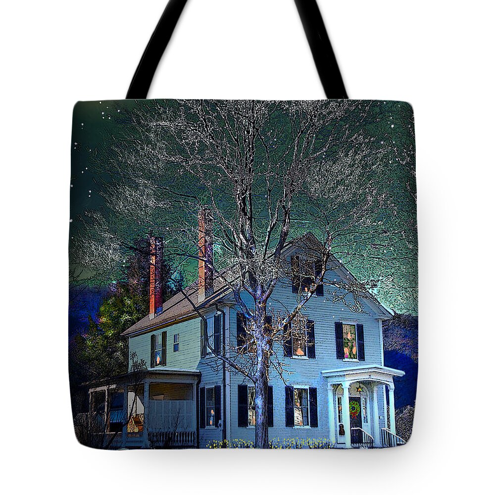 Vermont Tote Bag featuring the digital art The Noble House by Nancy Griswold