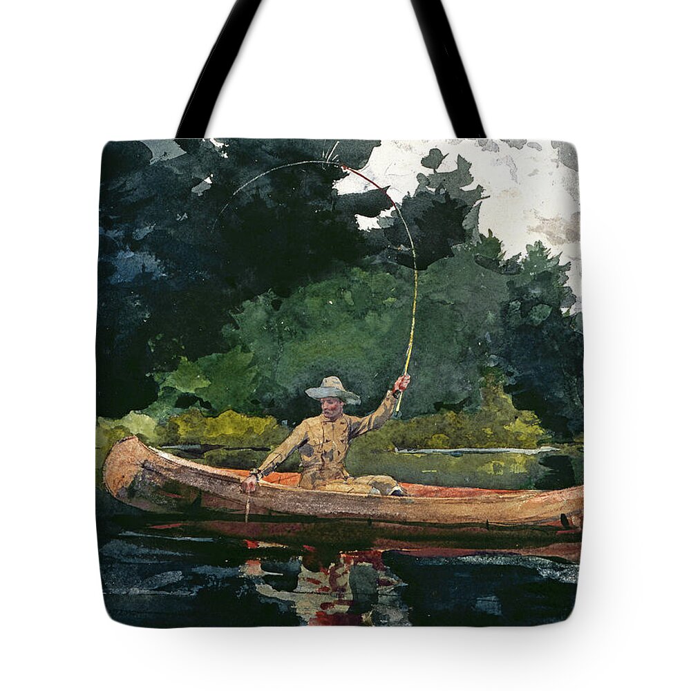 Winslow Homer Tote Bag featuring the drawing The North Woods by Winslow Homer