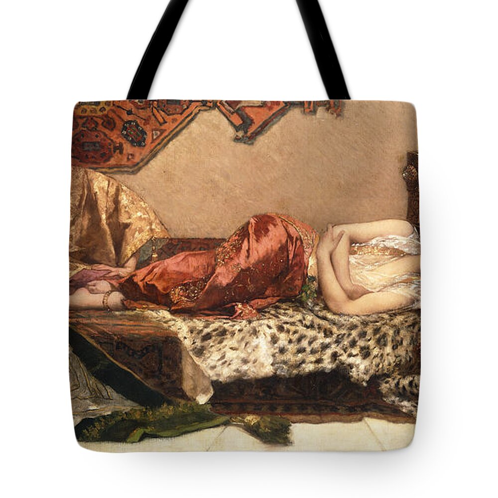 The Odalisque Tote Bag featuring the painting The Odalisque by Jean Joseph Benjamin Constant