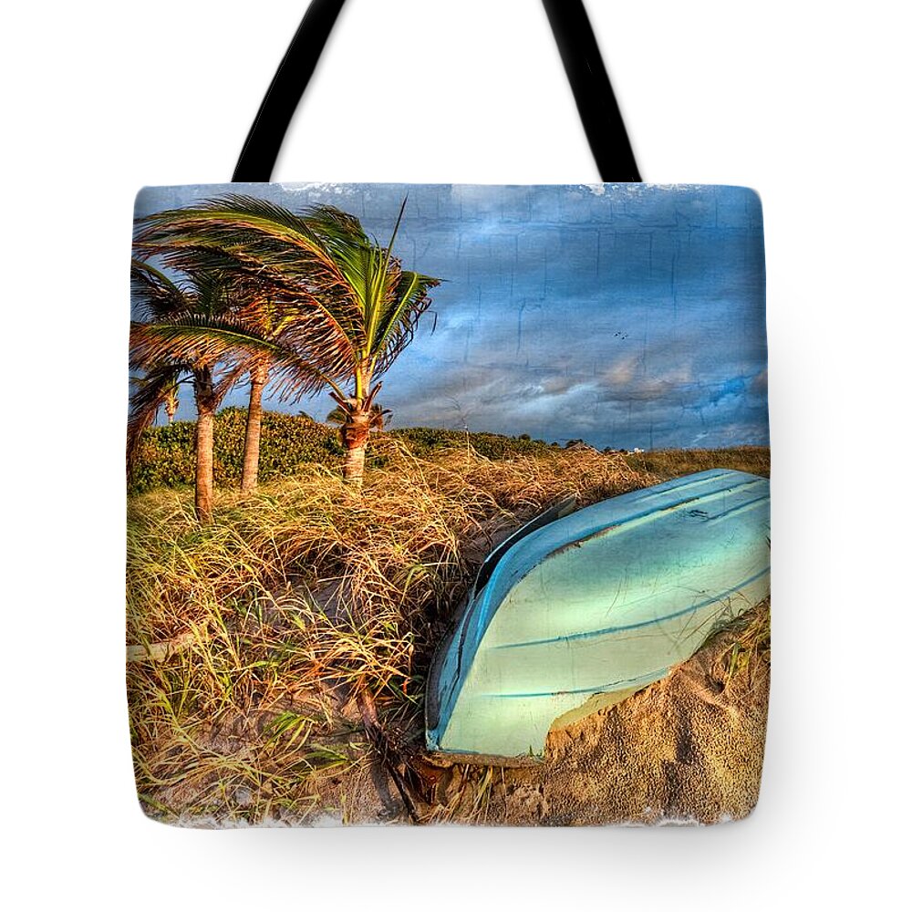 Boats Tote Bag featuring the photograph The Old Blue Boat by Debra and Dave Vanderlaan