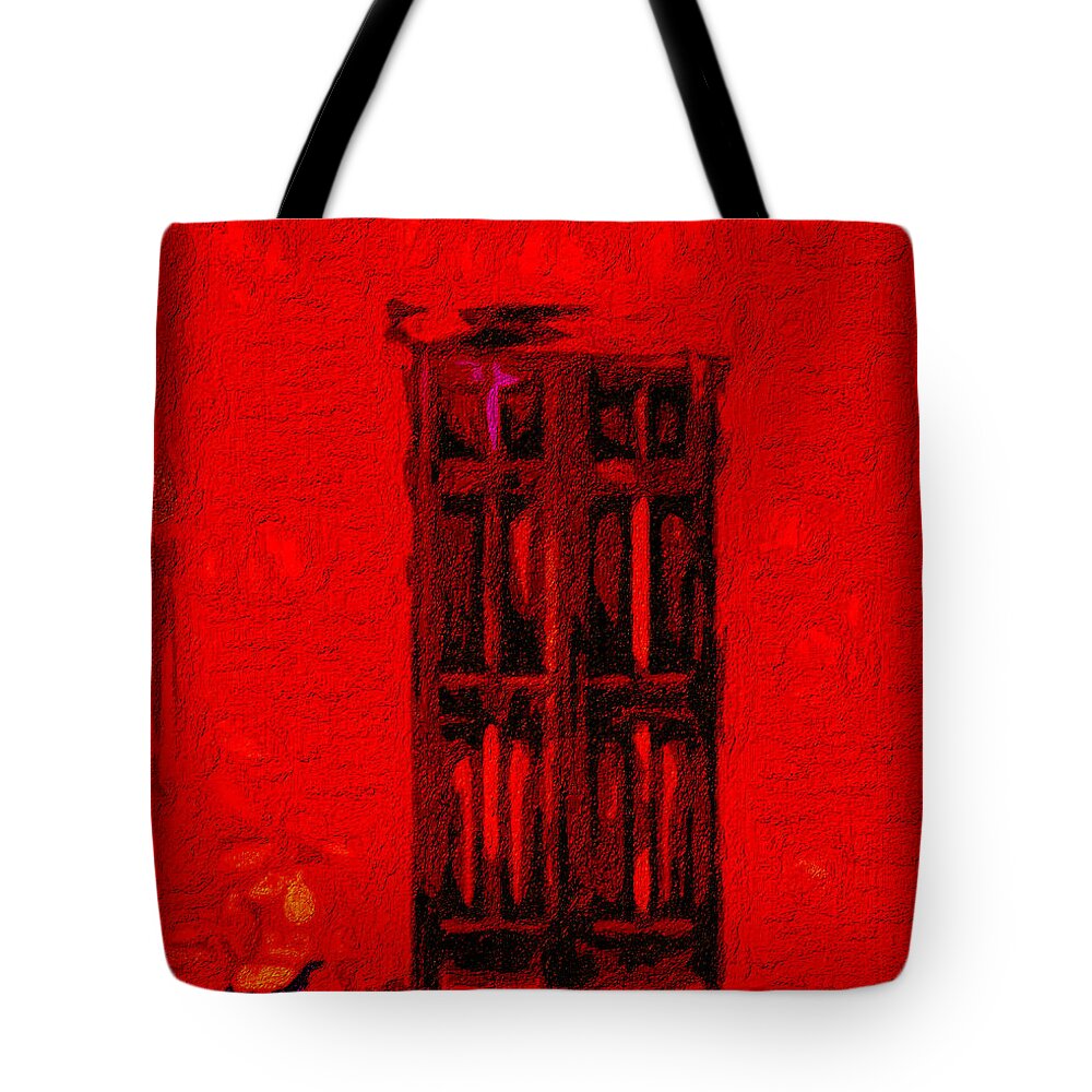 Door Tote Bag featuring the photograph The Old Door on Shelby Street Santa Fe by Terry Fiala