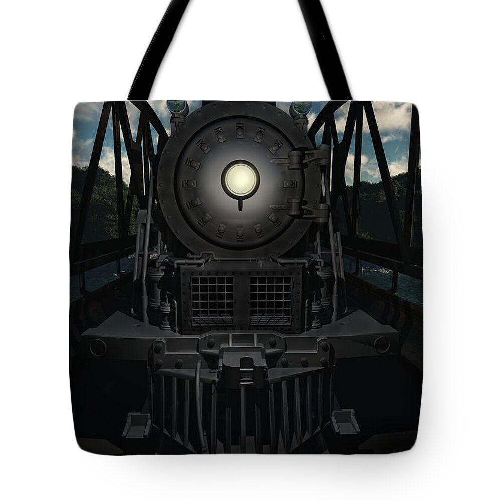 Trains Tote Bag featuring the digital art The Old Iron Bridge by Richard Rizzo