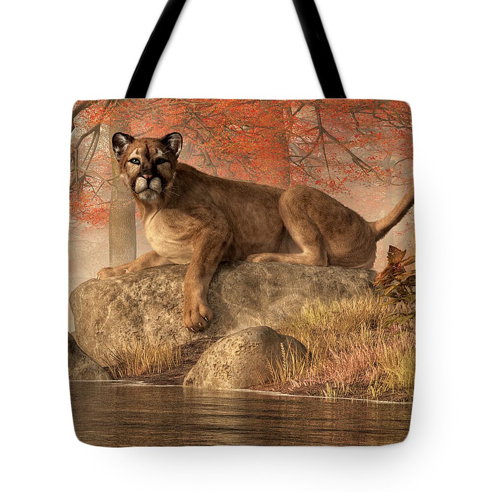 Old Mountain Lion Tote Bag featuring the digital art The Old Mountain Lion by Daniel Eskridge