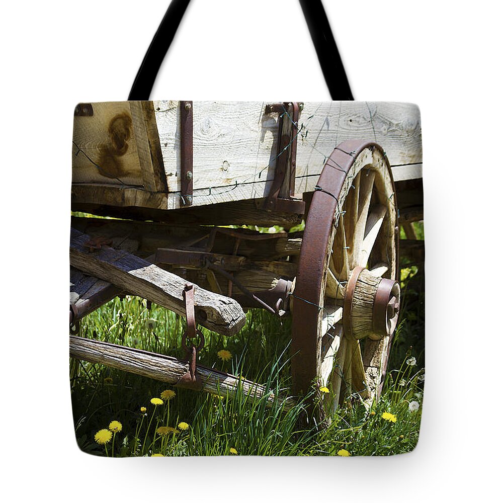 Wagon Tote Bag featuring the photograph The Old Wagon at Arroyo Seco by Terry Fiala