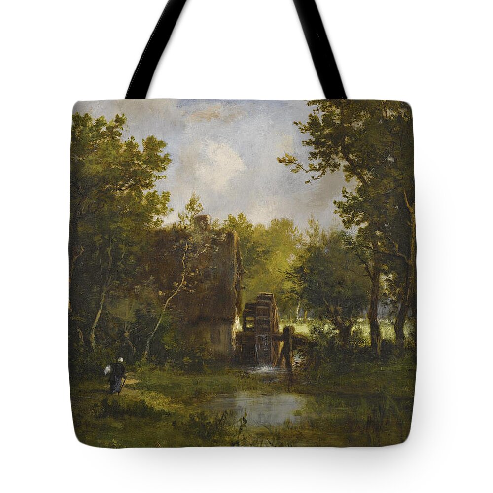 Leon Richet Tote Bag featuring the painting The Old Water Mill by Leon Richet