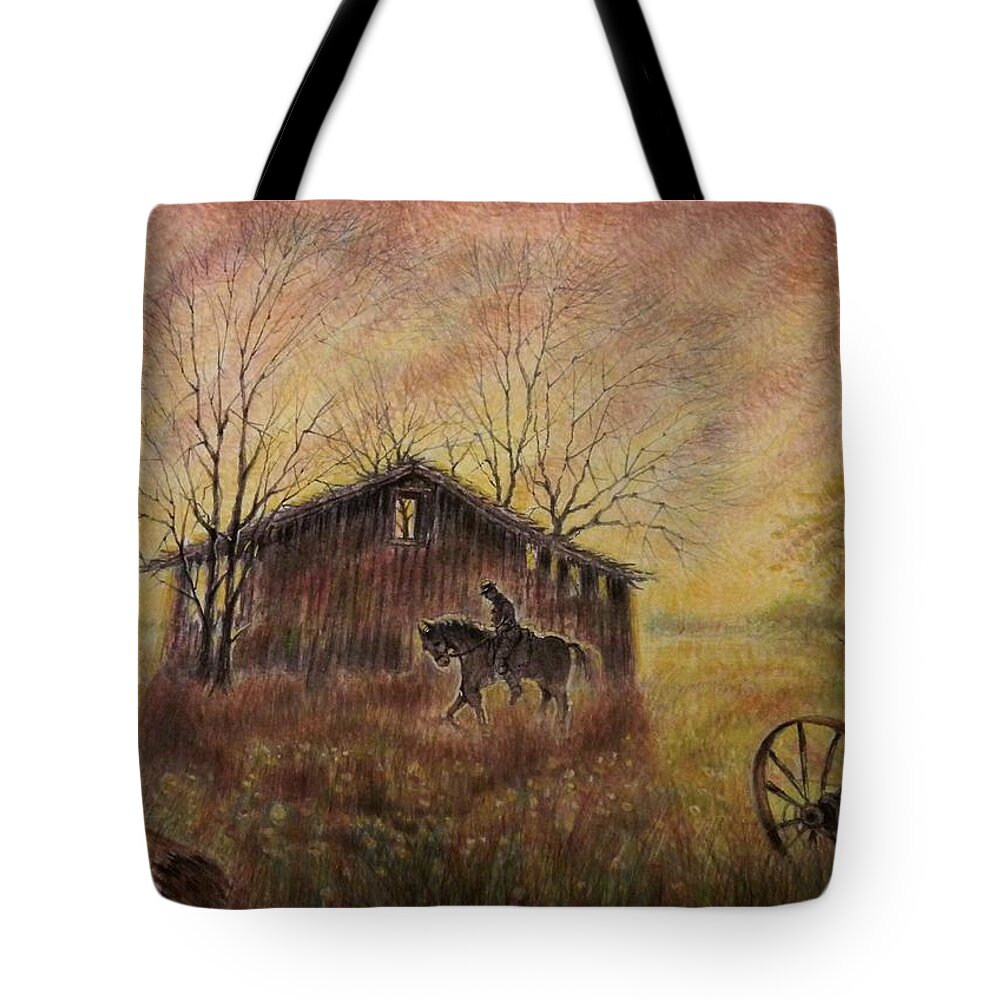 Cowboy Tote Bag featuring the painting The Old West by Raffi Jacobian